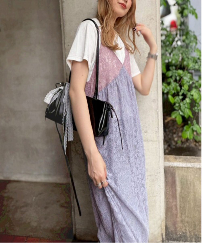 ドロストフラワーレースキャミワンピース 詳細画像 パープル系 3