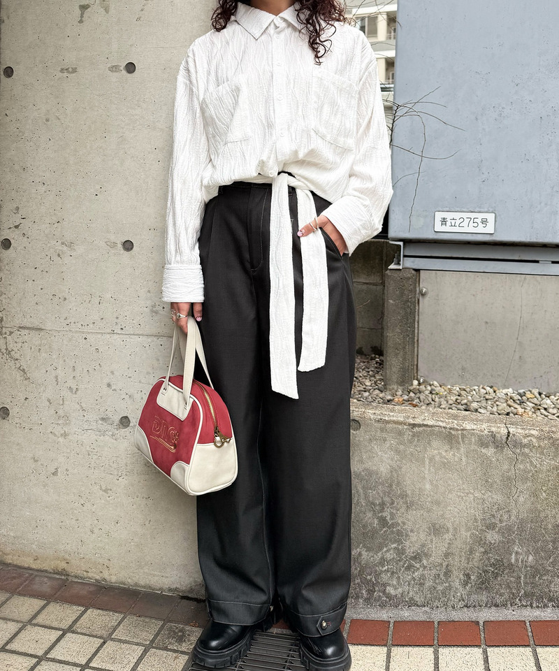 共地ボウタイ付きレースシャツ 詳細画像 オフホワイト 5