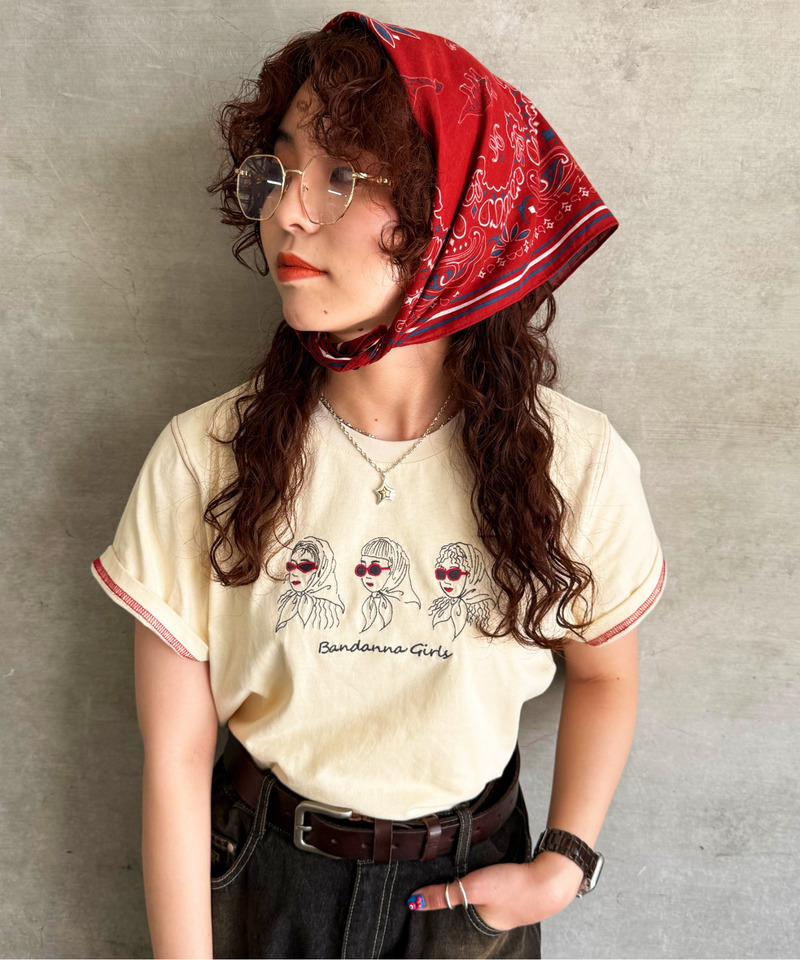BANDANA GIRL 刺しゅうTEE 詳細画像 オフホワイト 2