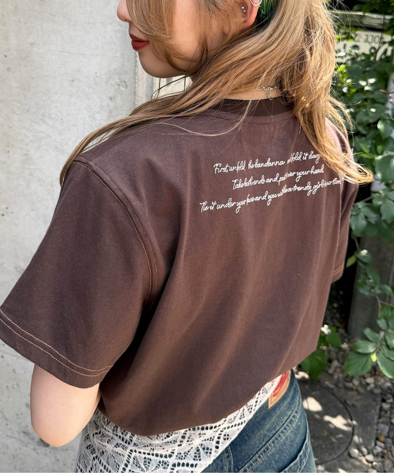 BANDANA GIRL 刺しゅうTEE 詳細画像 ブラウン 5