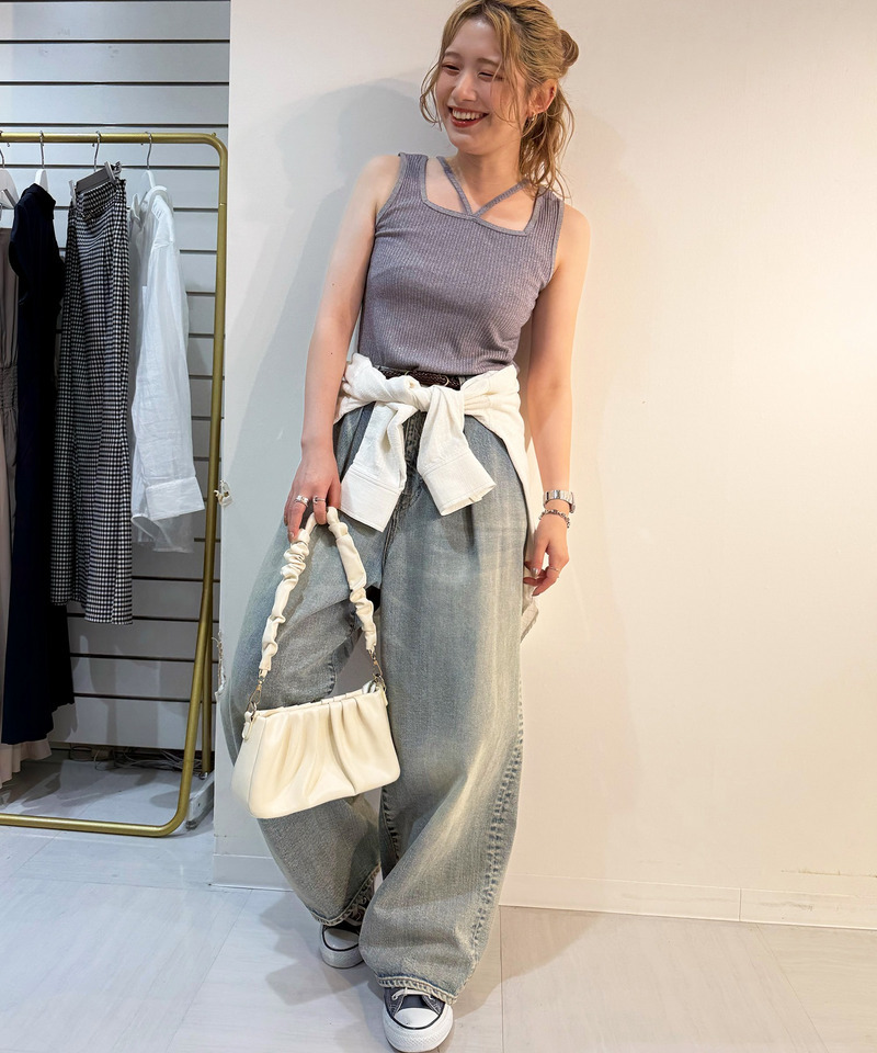 ラメテレコホルターネックタンクトップ 詳細画像 グレー 4