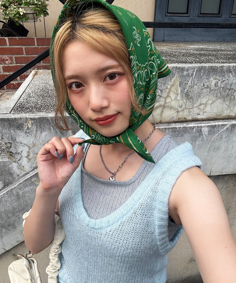 恐竜ペイズリー柄バンダナ 詳細画像 グリーン 4