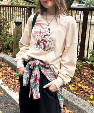 バンドを組みたい恐竜刺しゅうロンTEE