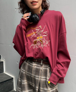 バンドを組みたい恐竜刺しゅうロンTEE