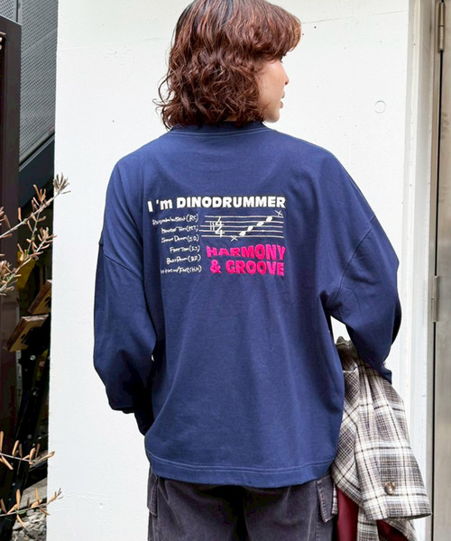 バンドを組みたい恐竜刺しゅうロンTEE 詳細画像