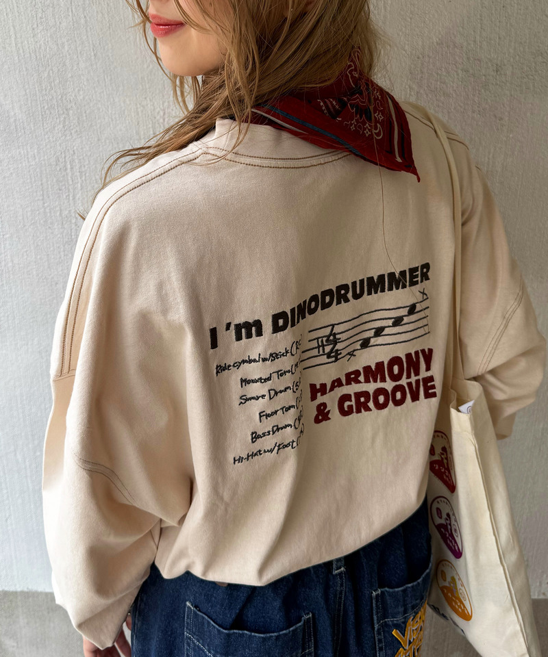 バンドを組みたい恐竜刺しゅうロンTEE 詳細画像 オフホワイト 10