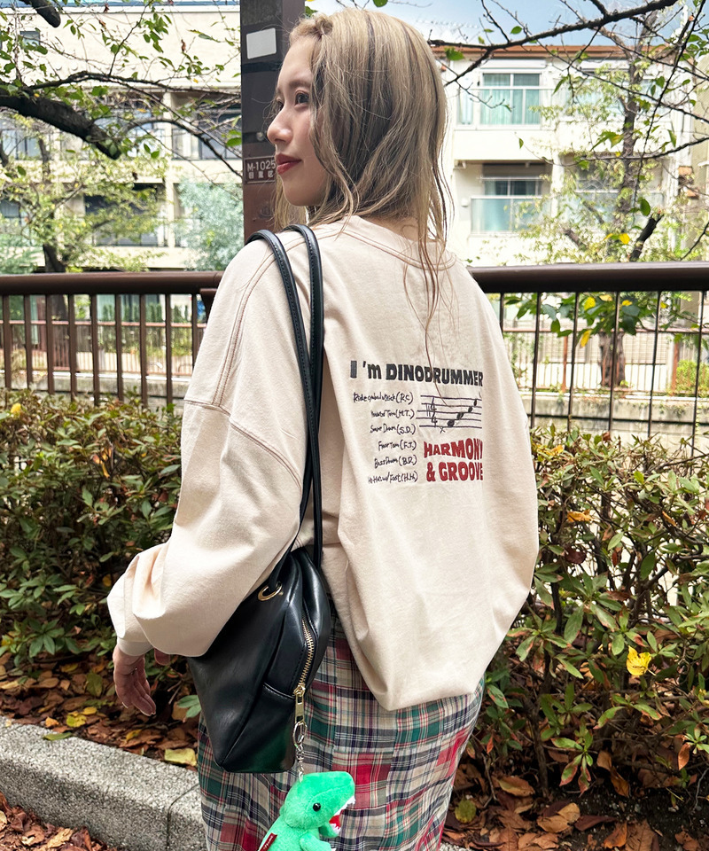 バンドを組みたい恐竜刺しゅうロンTEE 詳細画像 オフホワイト 7
