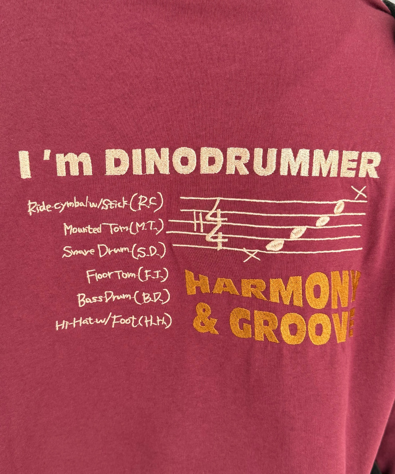 バンドを組みたい恐竜刺しゅうロンTEE 詳細画像 レッド 11