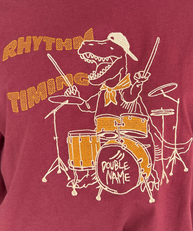 バンドを組みたい恐竜刺しゅうロンTEE 詳細画像 レッド 12