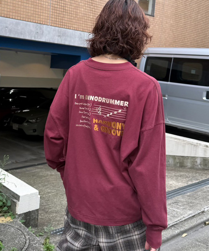バンドを組みたい恐竜刺しゅうロンTEE 詳細画像 レッド 5