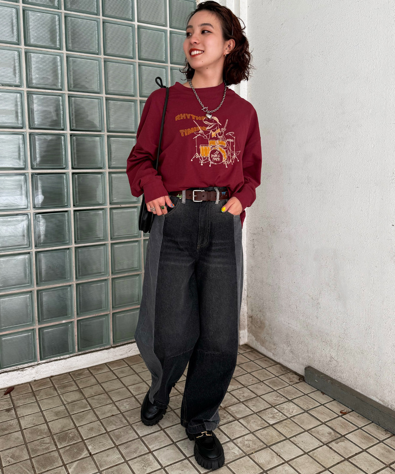 バンドを組みたい恐竜刺しゅうロンTEE 詳細画像 レッド 8