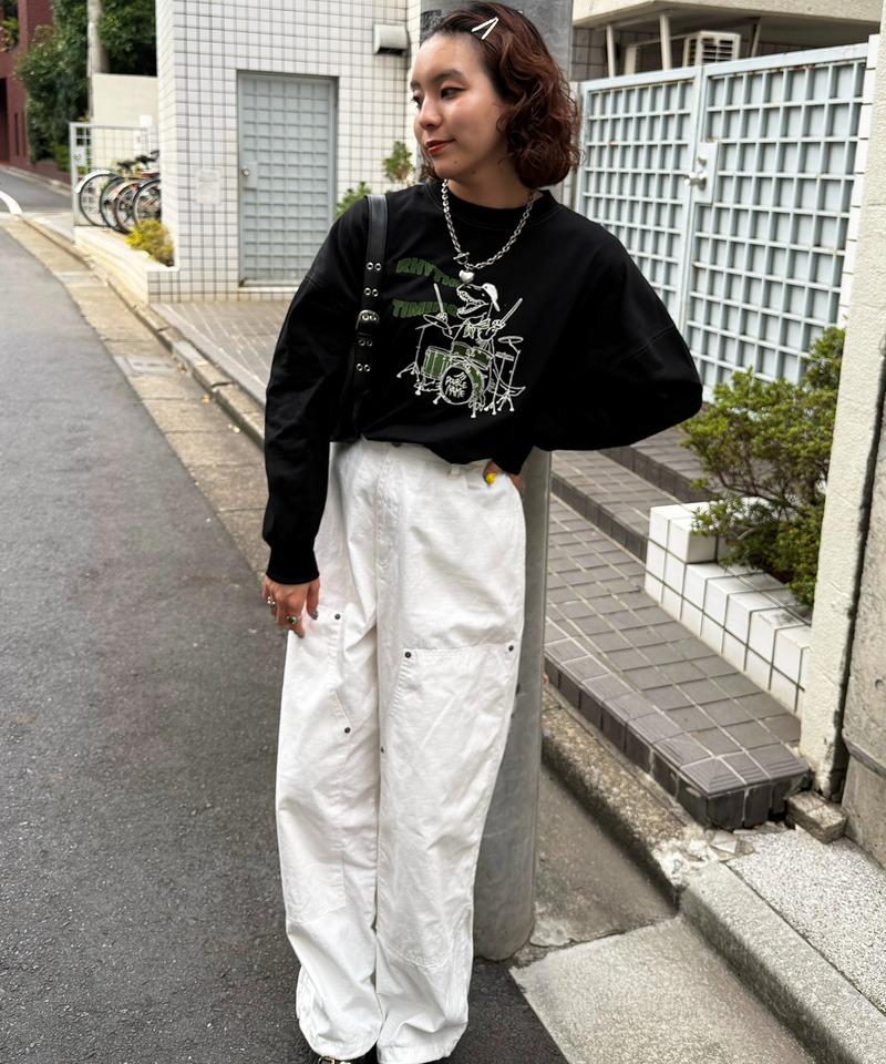 バンドを組みたい恐竜刺しゅうロンTEE 詳細画像 ブラック 6
