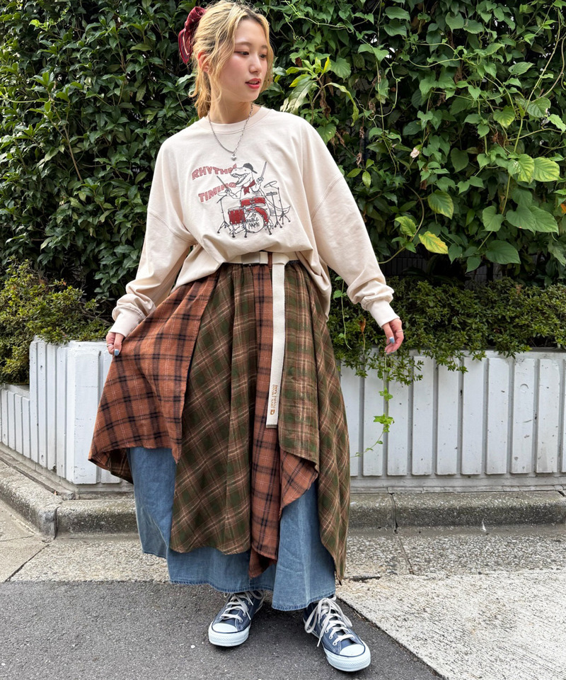 ランダムチェックイレヘムスカート 詳細画像 グリーン 4