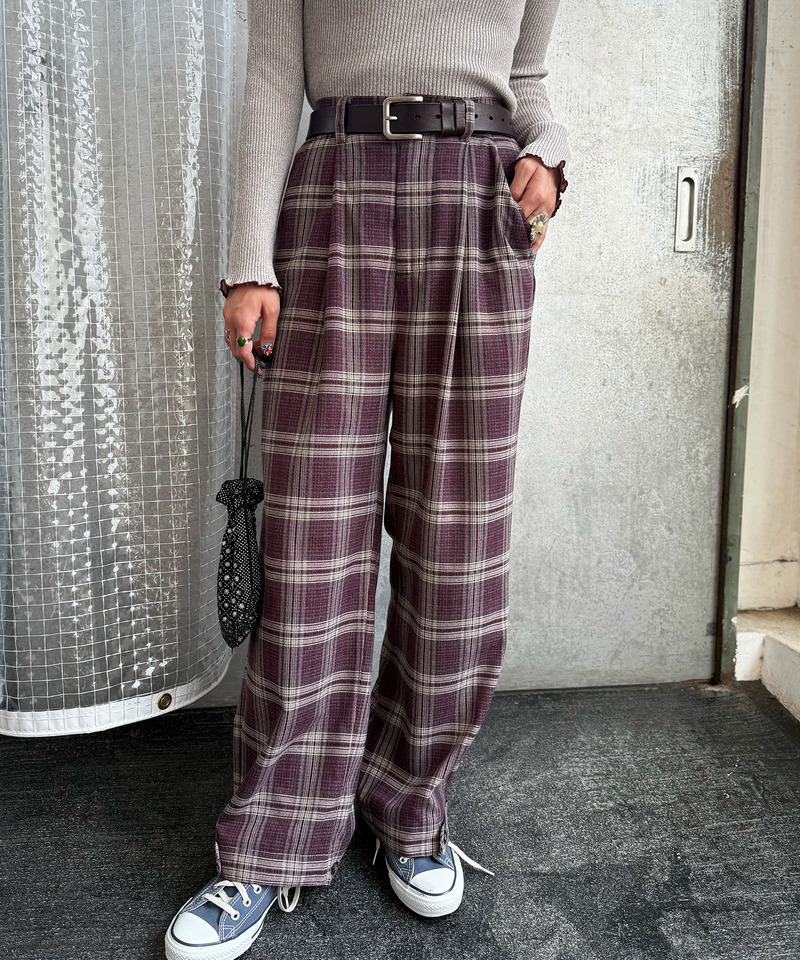 裾ボタンゆるパンツ 詳細画像 パープル系 5