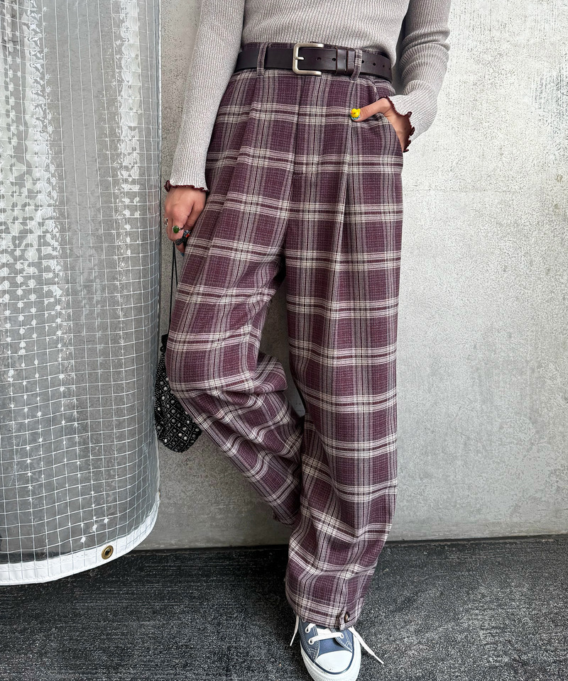 裾ボタンゆるパンツ 詳細画像 パープル系 6