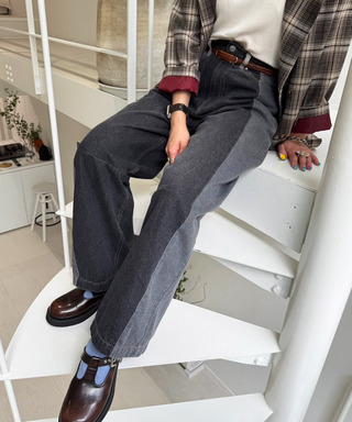 濃淡切替カーブデニムパンツ