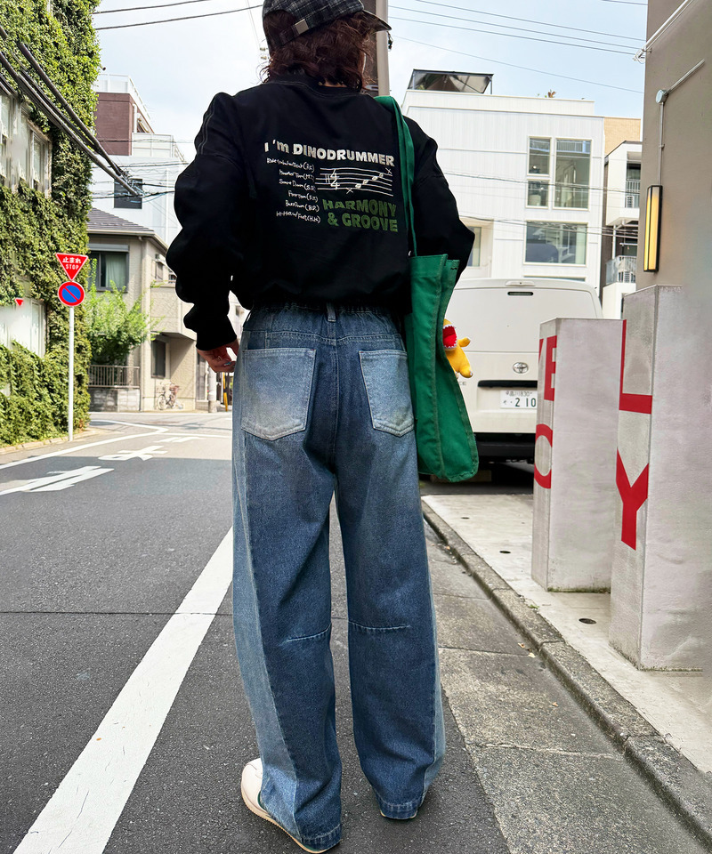 濃淡切替カーブデニムパンツ 詳細画像 デニムブルー 17