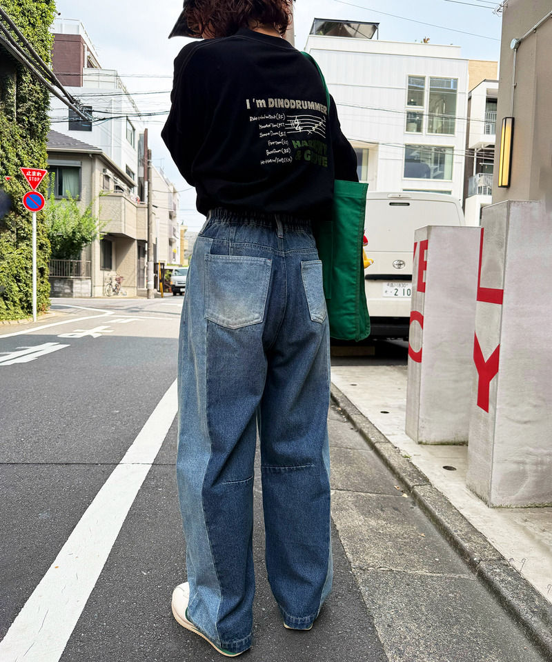 濃淡切替カーブデニムパンツ 詳細画像 デニムブルー 4