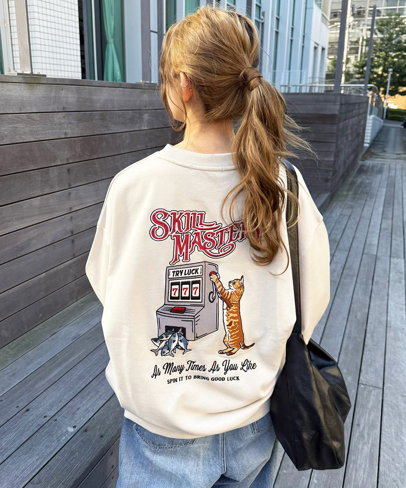 【別注】TRY LUCK ねこBACK刺しゅう プルオーバー 詳細画像 オフホワイト 2