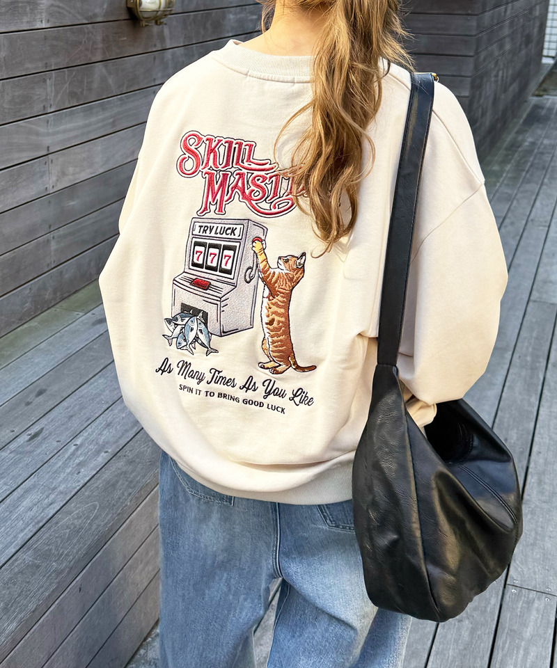 【別注】TRY LUCK ねこBACK刺しゅう プルオーバー 詳細画像 オフホワイト 3