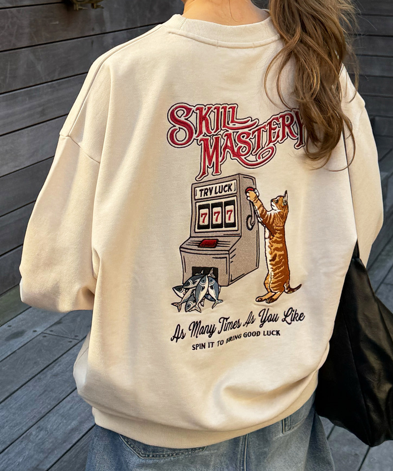 【別注】TRY LUCK ねこBACK刺しゅう プルオーバー 詳細画像 オフホワイト 4