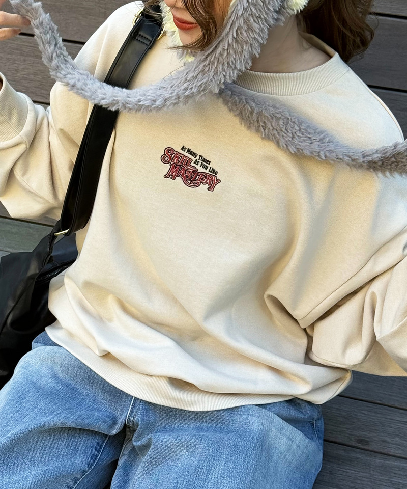 【別注】TRY LUCK ねこBACK刺しゅう プルオーバー 詳細画像 オフホワイト 7