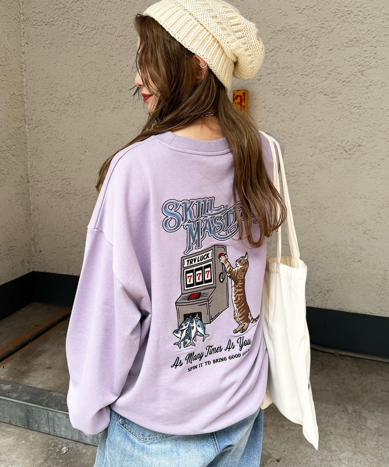 【別注】TRY LUCK ねこBACK刺しゅう プルオーバー 詳細画像 パープル 3