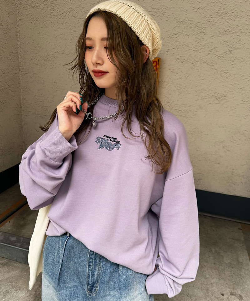 【別注】TRY LUCK ねこBACK刺しゅう プルオーバー 詳細画像 パープル 4