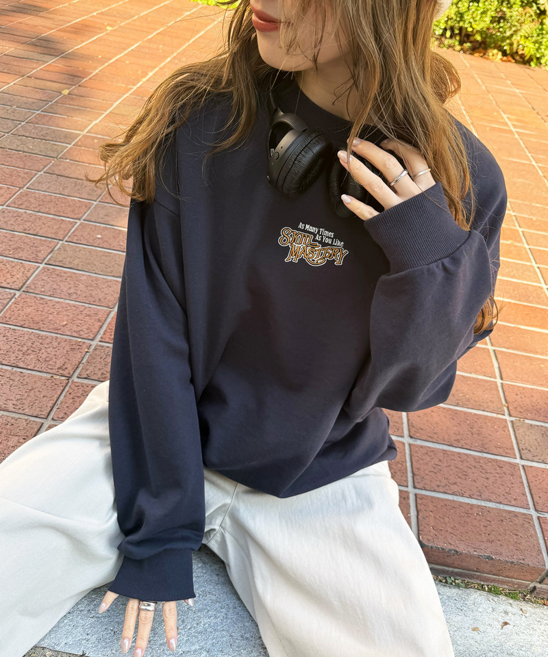 【別注】TRY LUCK ねこBACK刺しゅう プルオーバー 詳細画像 ネイビー 3