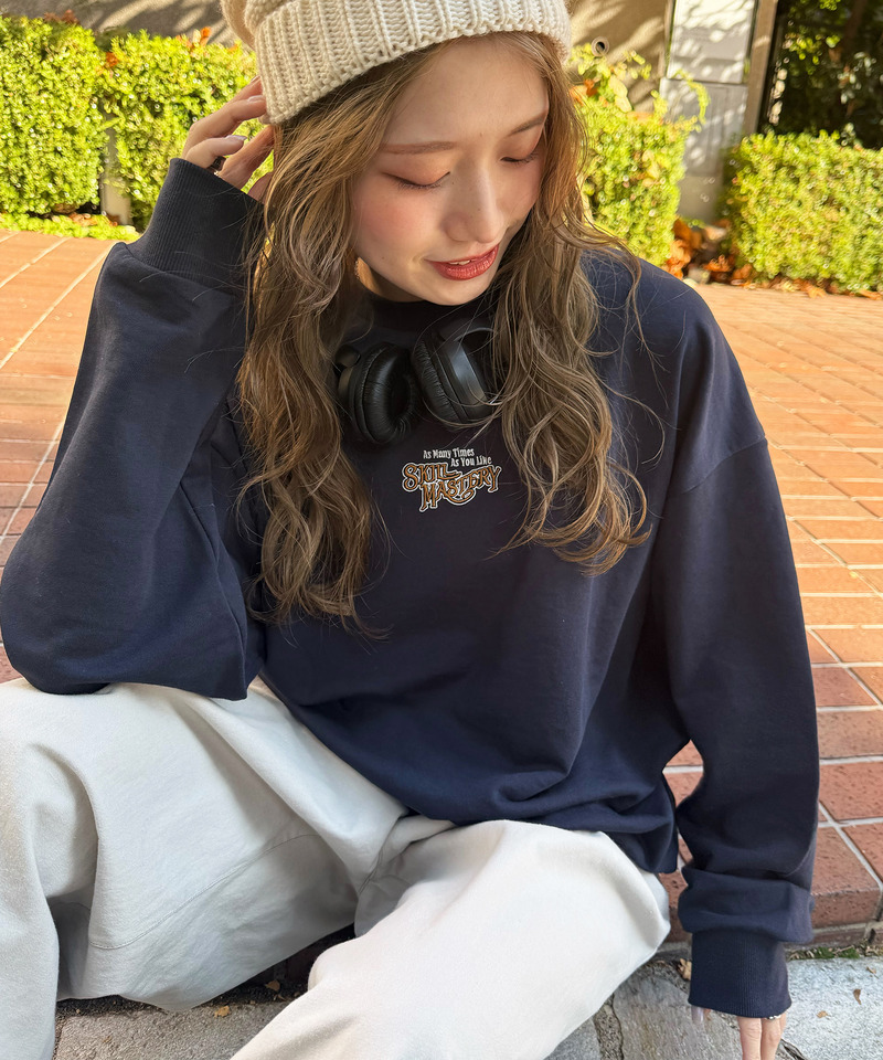 【別注】TRY LUCK ねこBACK刺しゅう プルオーバー 詳細画像 ネイビー 6