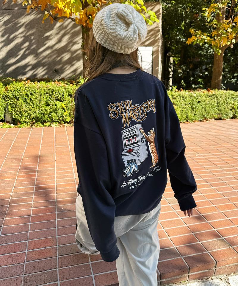 【別注】TRY LUCK ねこBACK刺しゅう プルオーバー 詳細画像 ネイビー 9