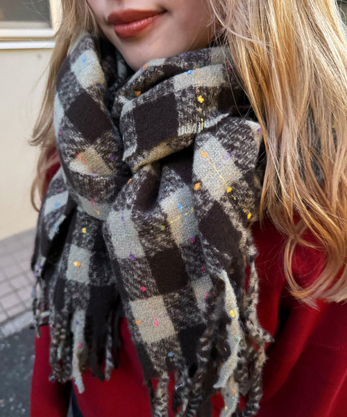 カラーネップチェックマフラー 詳細画像