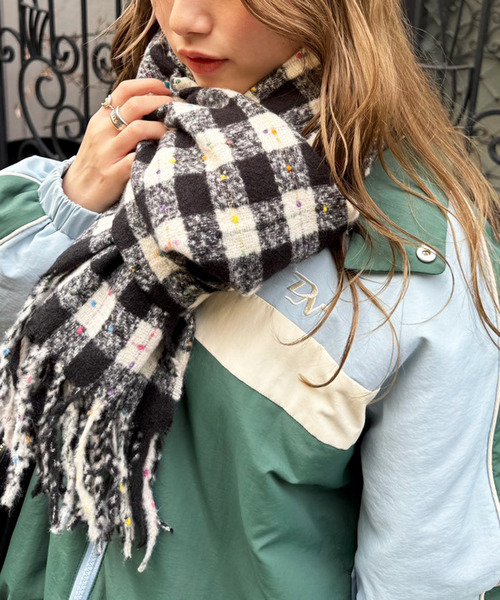 カラーネップチェックマフラー 詳細画像