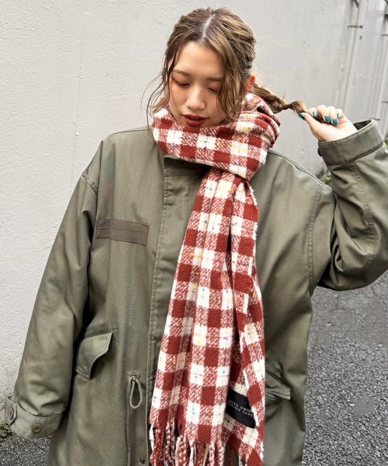 カラーネップチェックマフラー 詳細画像 レッド 3