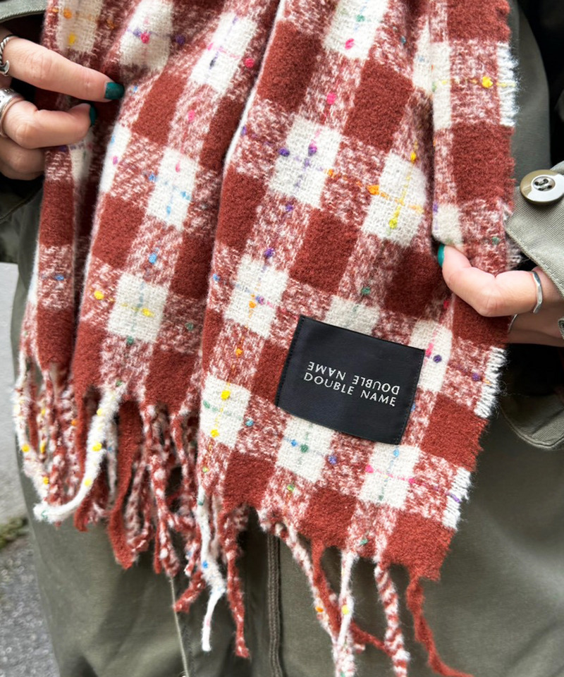 カラーネップチェックマフラー 詳細画像 レッド 5