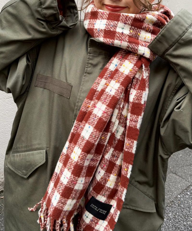 カラーネップチェックマフラー 詳細画像 レッド 6