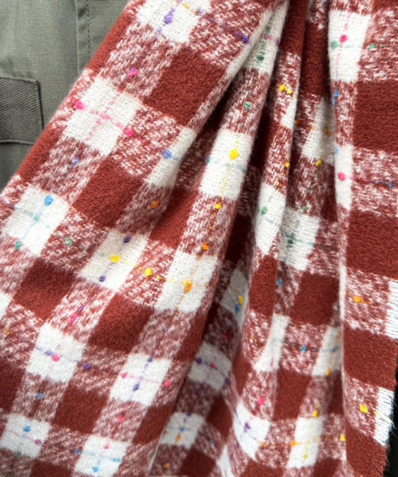 カラーネップチェックマフラー 詳細画像 レッド 7