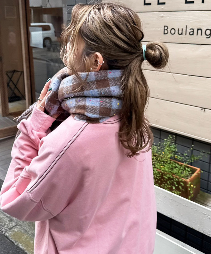 カラーネップチェックマフラー 詳細画像 ブルー 2