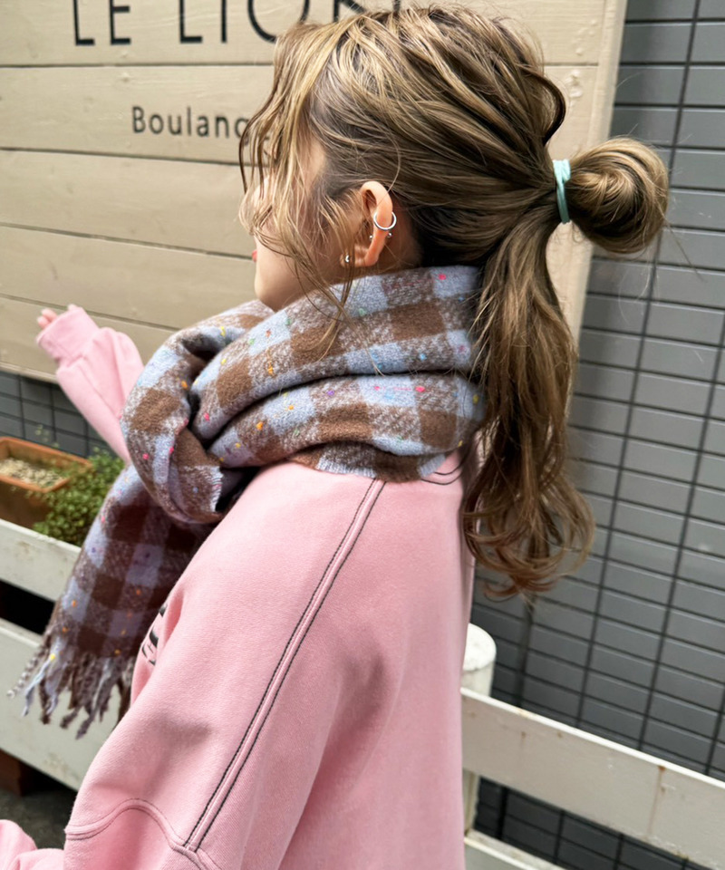 カラーネップチェックマフラー 詳細画像 ブルー 3