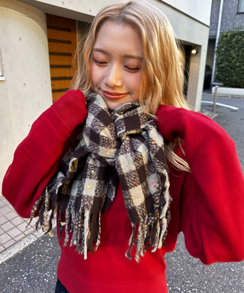 カラーネップチェックマフラー 詳細画像 グレー 3