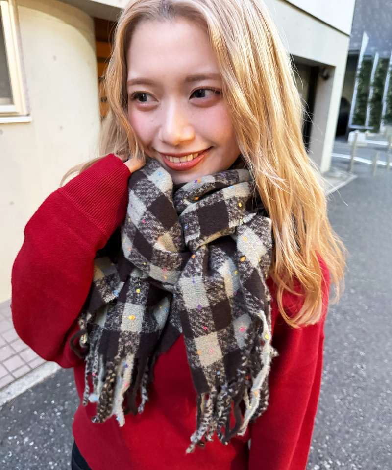 カラーネップチェックマフラー 詳細画像 グレー 4