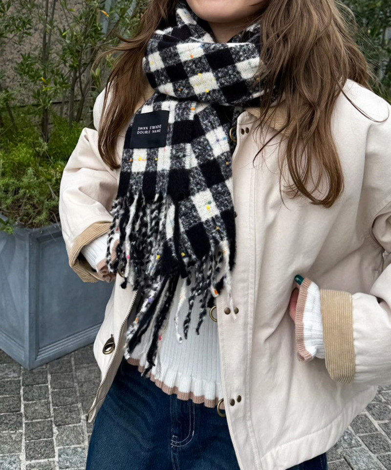 カラーネップチェックマフラー 詳細画像 ブラック 6