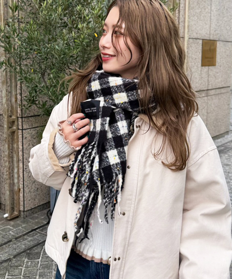 カラーネップチェックマフラー 詳細画像 ブラック 7