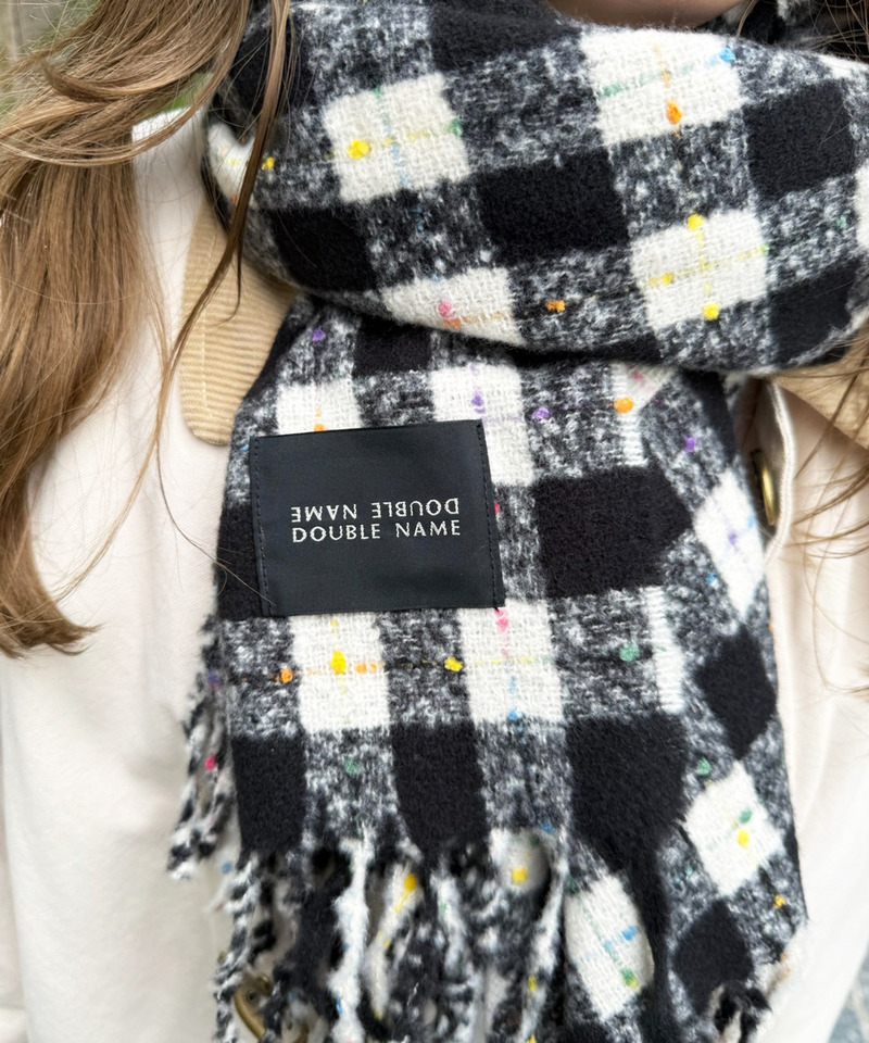 カラーネップチェックマフラー 詳細画像 ブラック 8