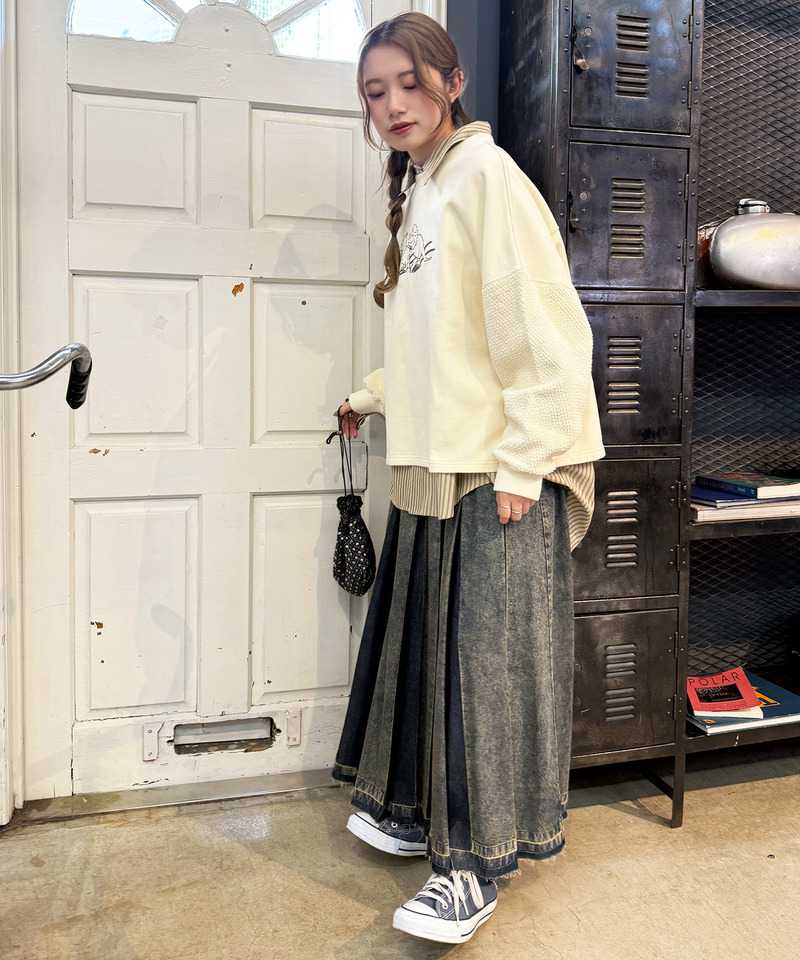 とにかく進む恐竜刺しゅうプルオーバー 詳細画像 オフホワイト 5