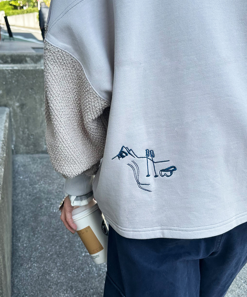 とにかく進む恐竜刺しゅうプルオーバー 詳細画像 ライトグレー 6