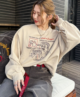 grandpa burger刺しゅうプルオーバー