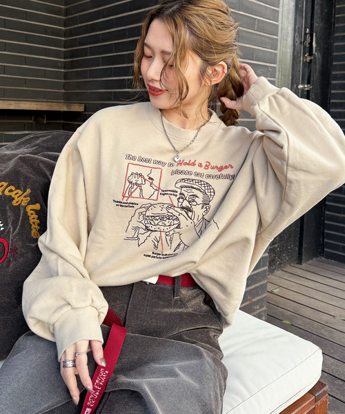 grandpa burger刺しゅうプルオーバー 詳細画像