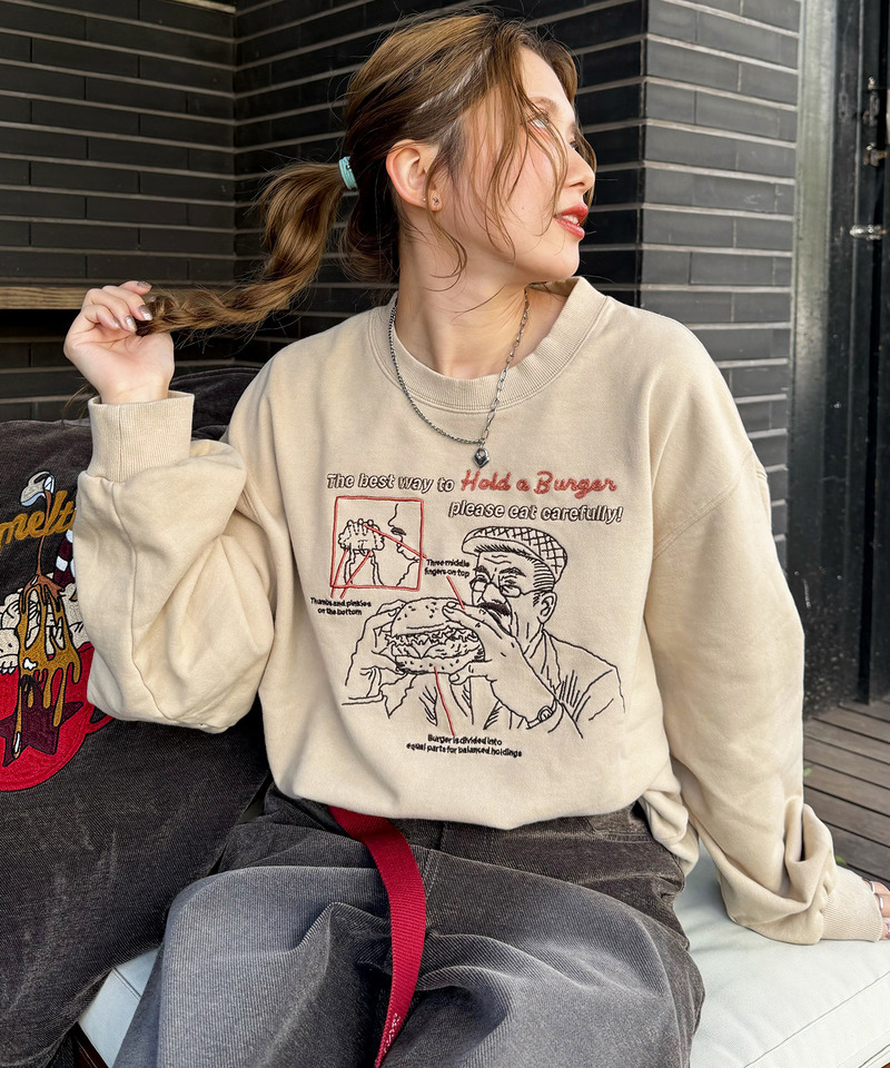 grandpa burger刺しゅうプルオーバー 詳細画像 ベージュ 2