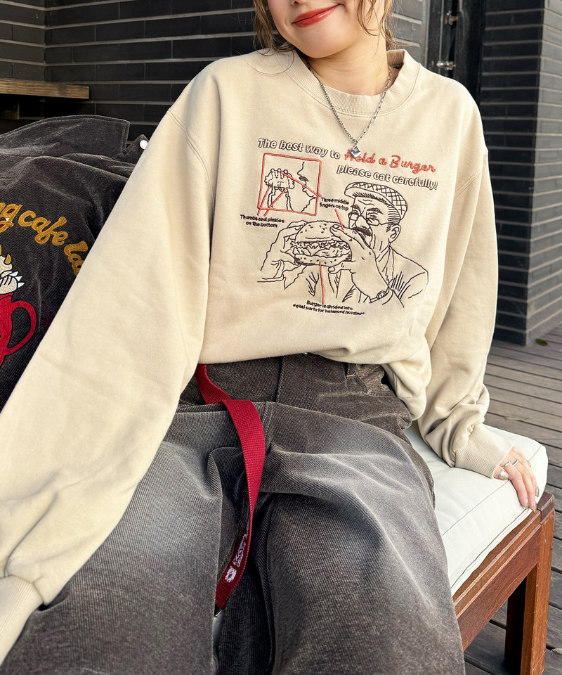 grandpa burger刺しゅうプルオーバー 詳細画像 ベージュ 3